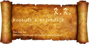 Kostyák Kristóf névjegykártya